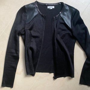 Barneys New York Viscose and Lambskin Sweater/Jacket